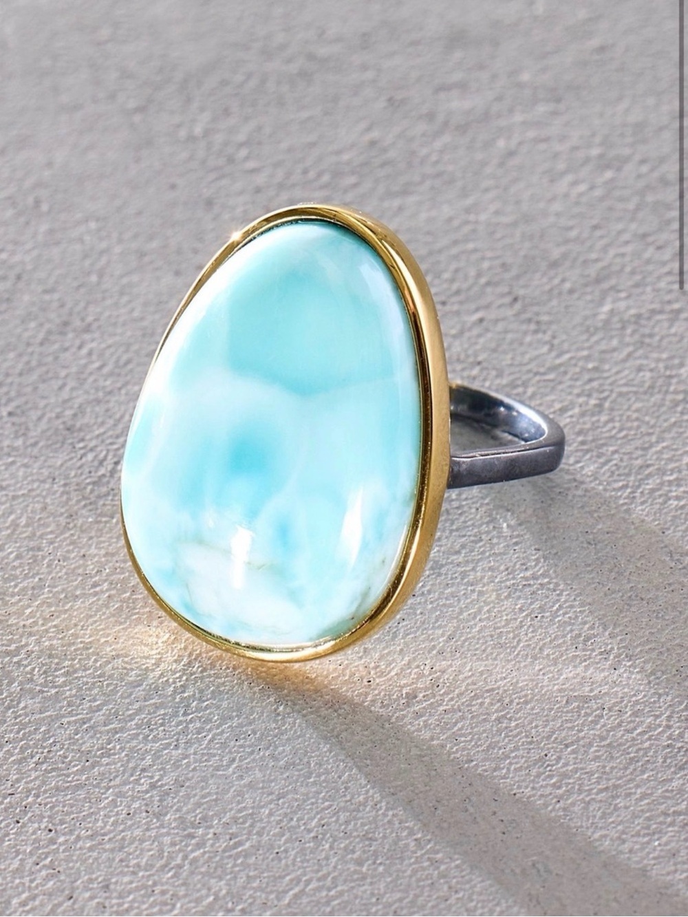 NWT Free People Turquoise Blue Oval Stone Larimar Ring